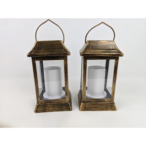 Rohs 8.5" Tall Solar Candle Lamp Lanterns Lot of 2 Rustic Farmhouse Porch Light - Picture 1 of 10